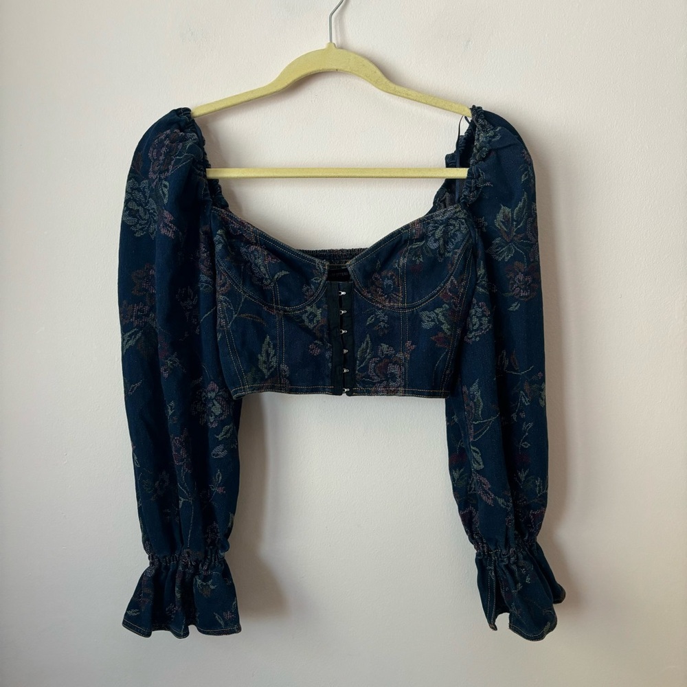 Urban Outfitters Floral Blue Crop Top